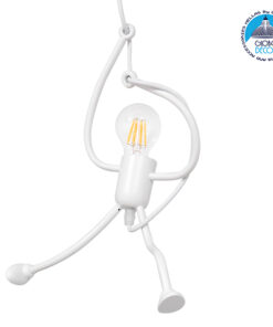 GloboStar® LITTLE MAN 01651 Μοντέρνο Κρεμαστό Φωτιστικό Οροφής Μονόφωτο 1 x E27 Λευκό Μεταλλικό Φ20 x Υ40cm