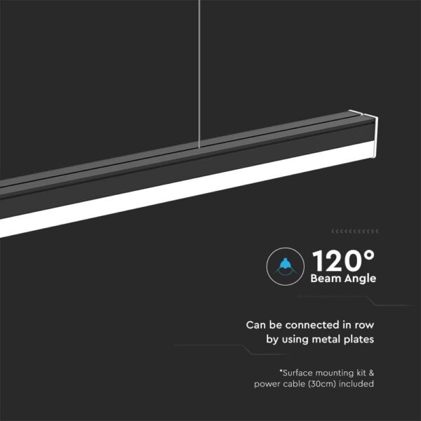 Φωτιστικό Οροφής LED 40W 4000K 1.2m IP65 Μαύρου Χρώματος V-TAC – 23000