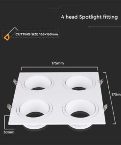 Χωνευτό φωτιστικό Spot 4xGU10 τετράγωνο λευκό V-TAC – 23003
