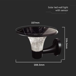 Επιτοίχιο Φωτιστικό LED 15W 4000K IP65 Μαύρου Χρώματος Ηλιακό με Ανιχνευτή V-TAC – 23004