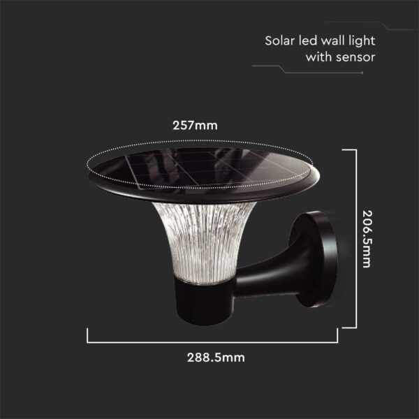 Επιτοίχιο Φωτιστικό LED 15W 4000K IP65 Μαύρου Χρώματος Ηλιακό με Ανιχνευτή V-TAC – 23004