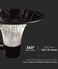 Επιτοίχιο Φωτιστικό LED 15W 4000K IP65 Μαύρου Χρώματος Ηλιακό με Ανιχνευτή V-TAC – 23004