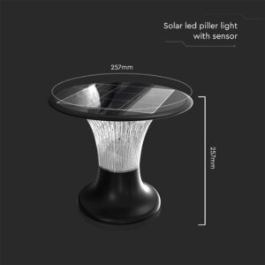 Φωτιστικό Δαπέδου Κήπου LED 15W 4000K IP65 Μαύρου Χρώματος Ηλιακό με Ανιχνευτή V-TAC – 23005