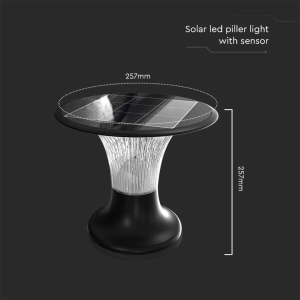 Φωτιστικό Δαπέδου Κήπου LED 15W 4000K IP65 Μαύρου Χρώματος Ηλιακό με Ανιχνευτή V-TAC – 23005