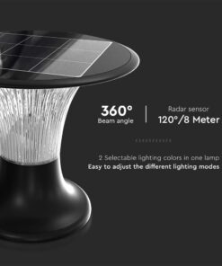 Φωτιστικό Δαπέδου Κήπου LED 15W 4000K IP65 Μαύρου Χρώματος Ηλιακό με Ανιχνευτή V-TAC – 23005