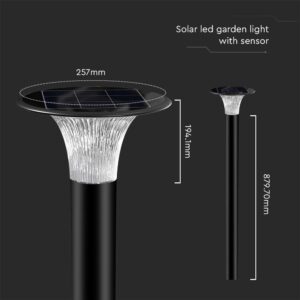 Φωτιστικό Κολωνάκι Κήπου LED 15W 4000K Ηλιακό με Ανιχνευτή κίνησης Μαύρου Χρώματος IP65 V-TAC – 23006
