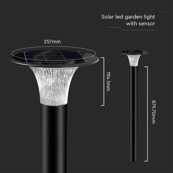 Φωτιστικό Κολωνάκι Κήπου LED 15W 4000K Ηλιακό με Ανιχνευτή κίνησης Μαύρου Χρώματος IP65 V-TAC – 23006