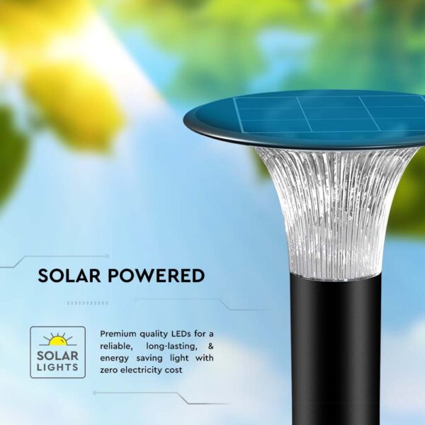Φωτιστικό Κολωνάκι Κήπου LED 15W 4000K Ηλιακό με Ανιχνευτή κίνησης Μαύρου Χρώματος IP65 V-TAC – 23006