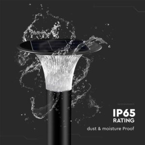 Φωτιστικό Κολωνάκι Κήπου LED 15W 4000K Ηλιακό με Ανιχνευτή κίνησης Μαύρου Χρώματος IP65 V-TAC – 23006