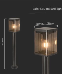 Κολωνάκι Κήπου 1xΕ27 IP54 Μαύρου Χρώματος με Ανιχνευτή V-TAC – 23009