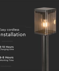 Κολωνάκι Κήπου 1xΕ27 IP54 Μαύρου Χρώματος με Ανιχνευτή V-TAC – 23009