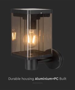 Επιτοίχιο Φωτιστικό 1xΕ27 Μαύρου Χρώματος Ηλιακό με Ανιχνευτή IP54 V-TAC – 23010