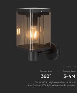 Επιτοίχιο Φωτιστικό 1xΕ27 Μαύρου Χρώματος Ηλιακό με Ανιχνευτή IP54 V-TAC – 23010