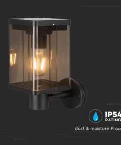 Επιτοίχιο Φωτιστικό 1xΕ27 Μαύρου Χρώματος Ηλιακό με Ανιχνευτή IP54 V-TAC – 23010