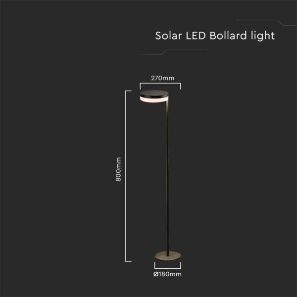 LED ηλιακό φωτιστικό κήπου δαπέδου 2W IP54 θερμό λευκό 3000Κ με μαύρο σώμα V-TAC – 23011