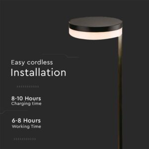 LED ηλιακό φωτιστικό κήπου δαπέδου 2W IP54 θερμό λευκό 3000Κ με μαύρο σώμα V-TAC – 23011