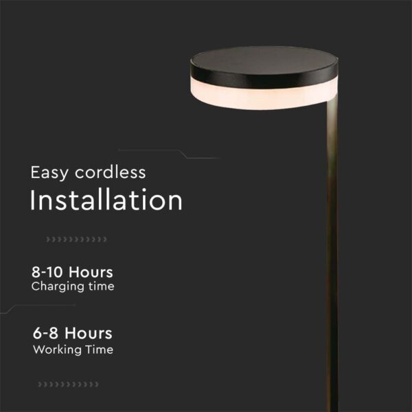 LED ηλιακό φωτιστικό κήπου δαπέδου 2W IP54 θερμό λευκό 3000Κ με μαύρο σώμα V-TAC – 23011