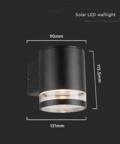 Ηλιακό Επιτοίχιο Φωτιστικό LED Σποτ Down 0.55W Μαύρο V-TAC Θερμό Λευκό 3000K – 23012