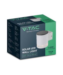 Ηλιακό Επιτοίχιο Φωτιστικό LED Σποτ Down 0.55W Λευκό V-TAC Θερμό Λευκό 3000K – 23013