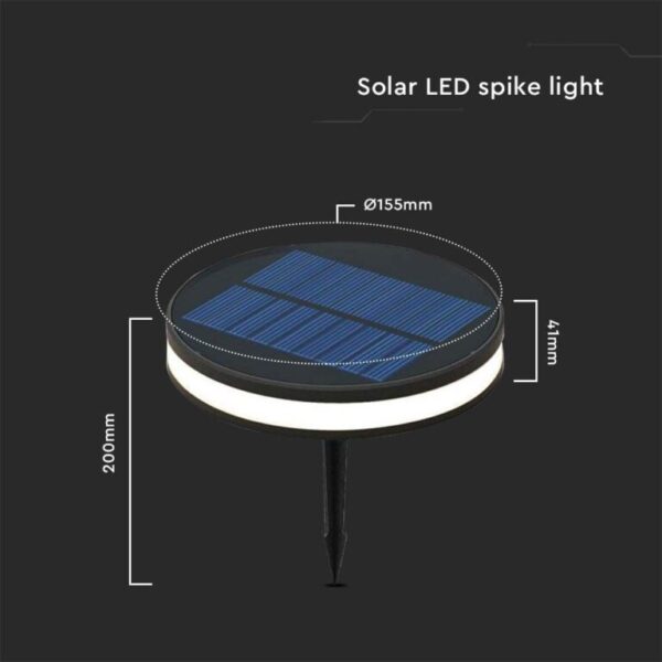 LED ηλιακό φωτιστικό καρφί 1.8W θερμό λευκό 3000K μαύρο σώμα V-TAC – 23015