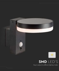 Επιτοίχιο Φωτιστικό τοίχου LED 1.8W 3000Κ Μαύρου Χρώματος IP54 Ηλιακό με Ανιχνευτή V-TAC – 23016