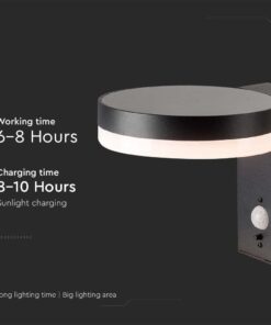 Επιτοίχιο Φωτιστικό τοίχου LED 1.8W 3000Κ Μαύρου Χρώματος IP54 Ηλιακό με Ανιχνευτή V-TAC – 23016
