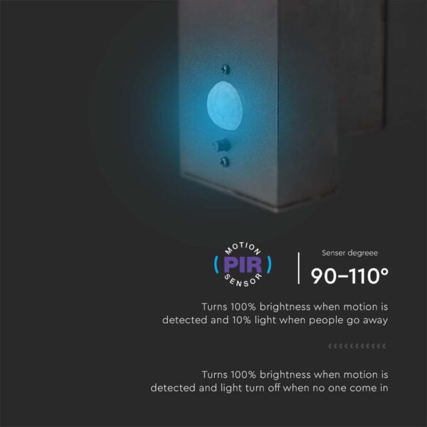 Επιτοίχιο Φωτιστικό τοίχου LED 1.8W 3000Κ Μαύρου Χρώματος IP54 Ηλιακό με Ανιχνευτή V-TAC – 23016