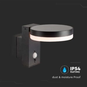 Επιτοίχιο Φωτιστικό τοίχου LED 1.8W 3000Κ Μαύρου Χρώματος IP54 Ηλιακό με Ανιχνευτή V-TAC – 23016