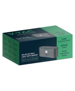 Επιτοίχιο Φωτιστικό LED 0.8W 3000Κ Μαύρου Χρώματος IP54 Ηλιακό με Ανιχνευτή V-TAC – 23017