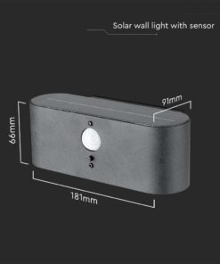 Επιτοίχιο Φωτιστικό LED 0.8W 3000Κ Μαύρου Χρώματος IP54 Ηλιακό με Ανιχνευτή V-TAC – 23017