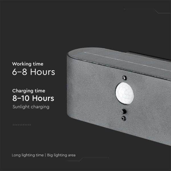 Επιτοίχιο Φωτιστικό LED 0.8W 3000Κ Μαύρου Χρώματος IP54 Ηλιακό με Ανιχνευτή V-TAC – 23017