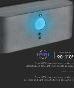 Επιτοίχιο Φωτιστικό LED 0.8W 3000Κ Μαύρου Χρώματος IP54 Ηλιακό με Ανιχνευτή V-TAC – 23017