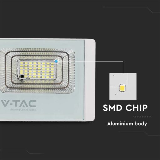 LED ηλιακός προβολέας 35W ψυχρό λευκό 6400K με λευκό σώμα V-TAC – 23019