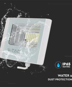 LED ηλιακός προβολέας 35W ψυχρό λευκό 6400K με λευκό σώμα V-TAC – 23019