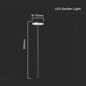 Φωτιστικό καρφί Κήπου LED 12W 3000K Ανθρακί Χρώματος IP65 V-TAC – 23021