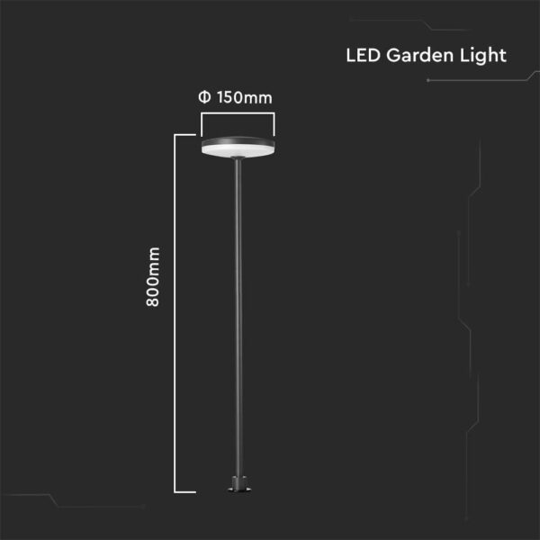 Φωτιστικό καρφί Κήπου LED 12W 3000K Ανθρακί Χρώματος IP65 V-TAC – 23021