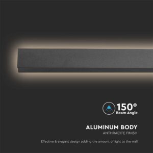 Απλίκα Τοίχου LED 16W 4000K Μαύρου Χρώματος IP65 V-TAC – 23022