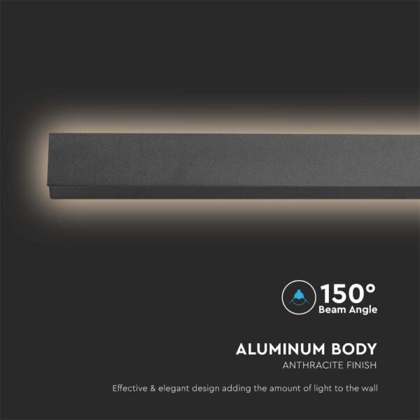 Απλίκα Τοίχου LED 16W 4000K Μαύρου Χρώματος IP65 V-TAC – 23022