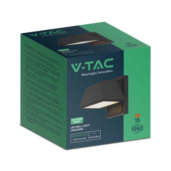 Απλίκα LED 15W 4000K IP65 Μαύρου Χρώματος V-TAC – 23027