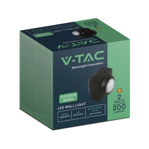Απλίκα Up-Down LED 2W 3000K Μαύρου Χρώματος V-TAC – 23028