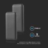 Power bank 10000mAh μαύρο 2 USB + Type-C V-TAC – 23036