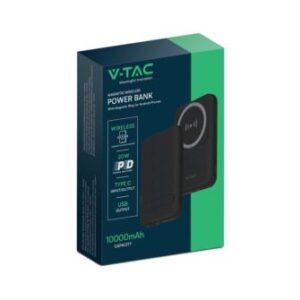 Μαγνητικό wireless power bank 10000mAh μαύρο V-TAC – 23038