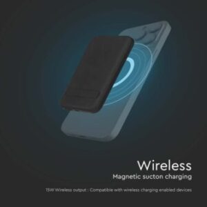 Μαγνητικό wireless power bank 10000mAh μαύρο V-TAC – 23038