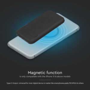 Μαγνητικό wireless power bank 10000mAh μαύρο V-TAC – 23038