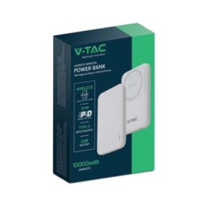 Μαγνητικό wireless power bank 10000mAh λευκό V-TAC – 23039