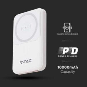 Μαγνητικό wireless power bank 10000mAh λευκό V-TAC – 23039