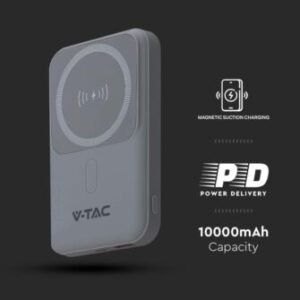 Μαγνητικό wireless power bank 10000mAh γκρι V-TAC – 23040