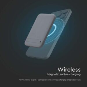 Μαγνητικό wireless power bank 10000mAh γκρι V-TAC – 23040
