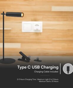 Επιτραπέζιο Φωτιστικό LED 3W 4000K Μαύρου Χρώματος Επαναφορτιζόμενο Μαγνητική Βάση Dimmable V-TAC – 23042