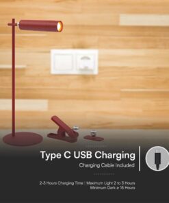 Επιτραπέζιο Φωτιστικό LED 3W 4000K Κόκκινου Χρώματος Επαναφορτιζόμενο Μαγνητική Βάση Dimmable V-TAC – 23043